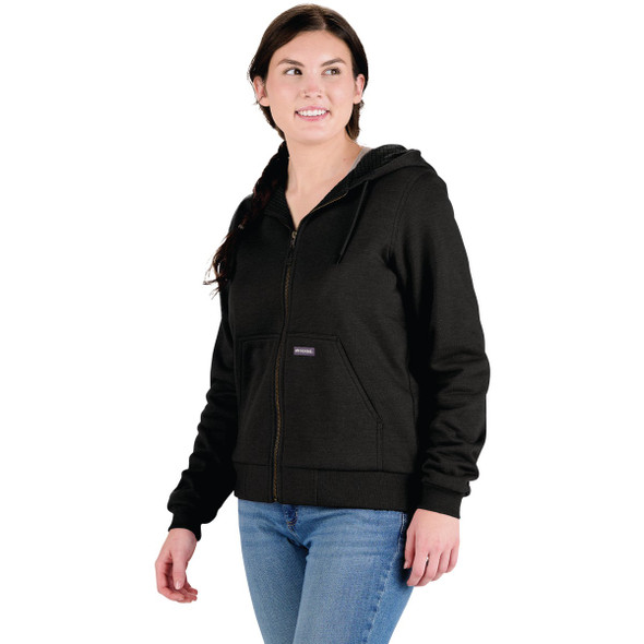 Berne Heritage Women's XL Black Grid Fleece-Lined Full-Zip Hooded Sweatshirt