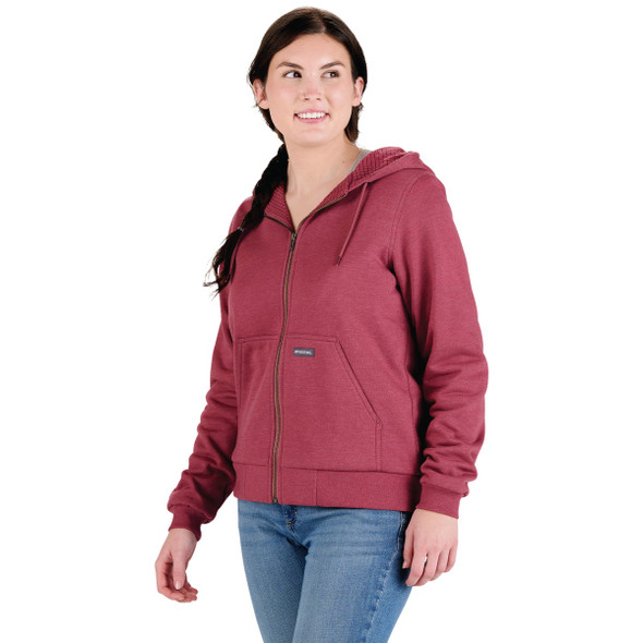 Berne Heritage Women's XL Sangria Grid Fleece-Lined Full-Zip Hooded Sweatshirt