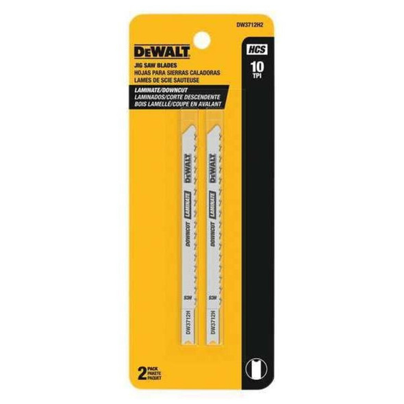 Dewalt DW3712H2 4" 10 TPI U-Shank Laminate Down Cutting Wood Cutting HCS Jig Saw Blade, PK2