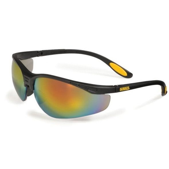 Dewalt DPG58-6D Reinforcer, Safety Glasses, Anti-Scratch, Red Mirror Lens, Black Frame, Full-Frame