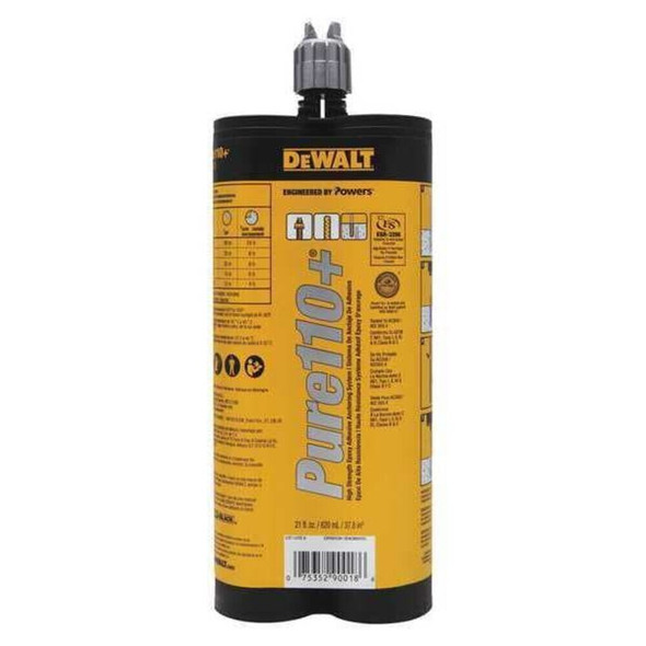 Dewalt 08321SD-PWR Pure110+ Epoxy, 20.5 Oz Container Size Cartridge, Includes Mixing Nozzle