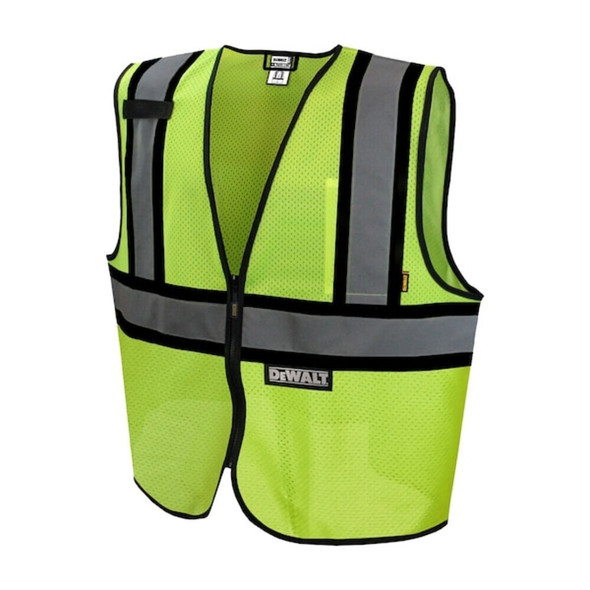 Dewalt DSV221-M Hi-Vis Economy Vest w/Contrasting Trim M Class 2 , Zipper Closure 1 Mic Tab