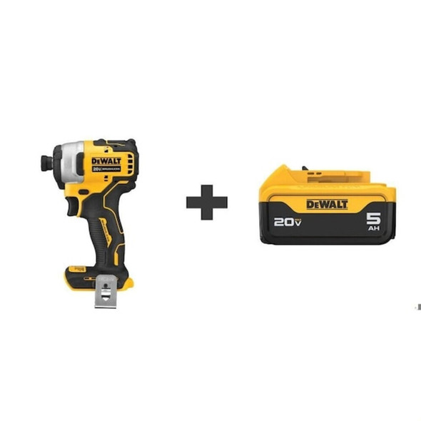Dewalt DCF809B/DCB205 Cordless Drill/Driver, 20V, 5-1/8" L ToolW