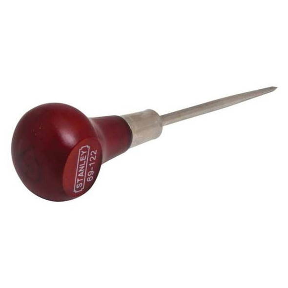Stanley 69-122 Wood Handle Scratch Awl, Tip Size 3/16 in, Overall Length 6 1/16 in, Red
