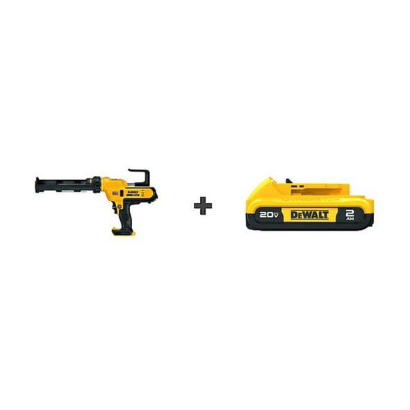 Dewalt DCE560B / DCB203 Caulk Gun Kit, Yellow, 10 oz Capacity, 20V DC