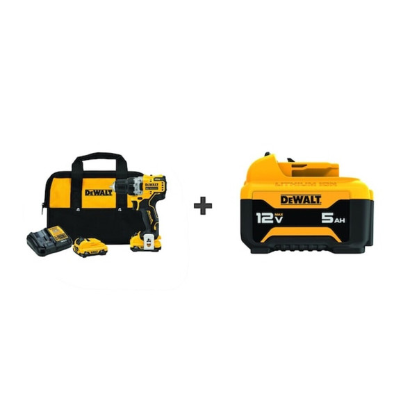 Dewalt DCD701F2 / DCB126 Drill, Cordless, 1,500 RPM, 12V DC