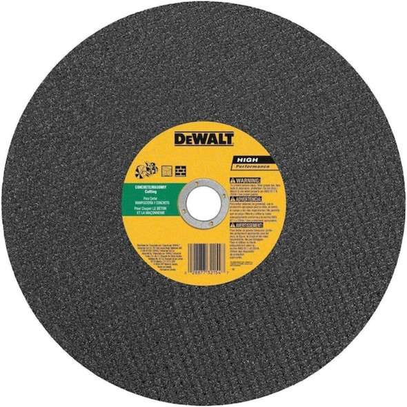 Dewalt DW8025 Abrasive Cut-Off Wheel, Type 1, 14 in Dia, 0.125 in Thick, 20 mm Arbor Hole Size, Silicon Carbide