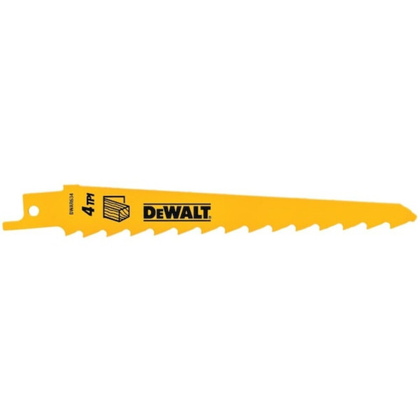 Dewalt DW4801 6" 3 TPI Taper Back Bi-Metal Reciprocating Blade for Fast Wood Cutting (5 pack)