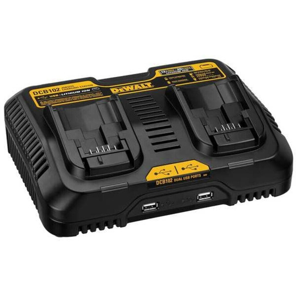 Dewalt DCB102 Battery Charger, 120V AC, (2) 12V/20V