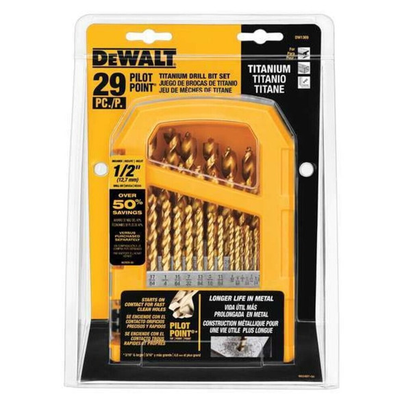 Dewalt DW1369 29PC Titanium Nitride Coated PP Drill Bit Set