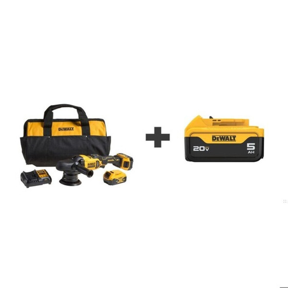 Dewalt DCM848P2/DCB205 Cordless Polisher Kit, 20V, Tool Weight: 5.5 lb