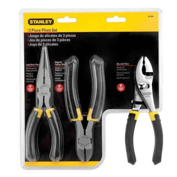 Stanley 84-056 3 Piece Bi-Material Grip Plier Set Slip-Resistant Bi-Material Handle