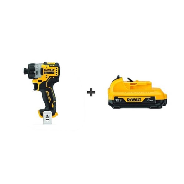 Dewalt DCF601B/DCB124 Cordless Screwdriver, 1/4" Chuck, 12VW/Bat