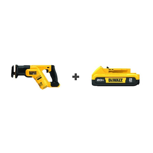 Dewalt DCS387B/DCB203 Cordless Reciprocating Saw Kit, 20 V, Stroke Length 1 1/8 in, Includes Battery (2.0 Ah)