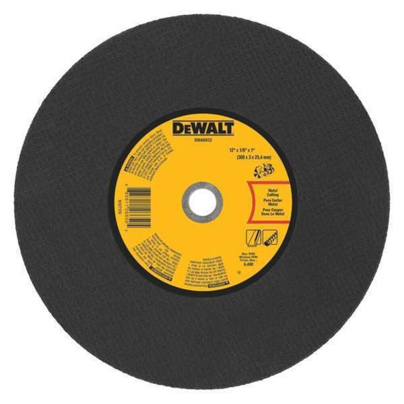 Dewalt DWA8032 Abrasive Cut-Off Wheel, Type 1, 12 in Dia, 1/8 in Thick, 1 in Arbor Hole Size, Aluminum Oxide