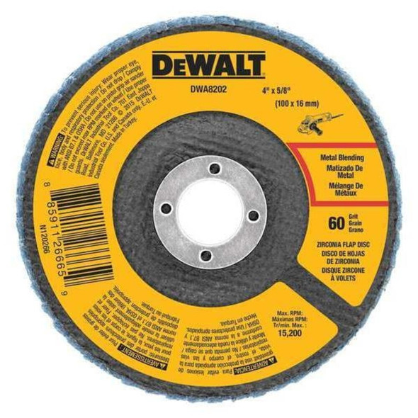 Dewalt DWA8202 4" x 5/8" 60 Grit Zirconia T29 Flap Disc