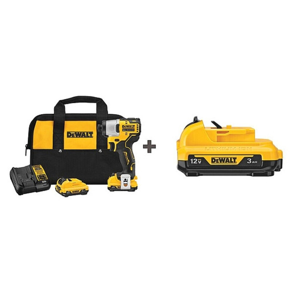 Dewalt DCF801F2/DCB124 Impact Driver, Pistol Grip, 12VDC