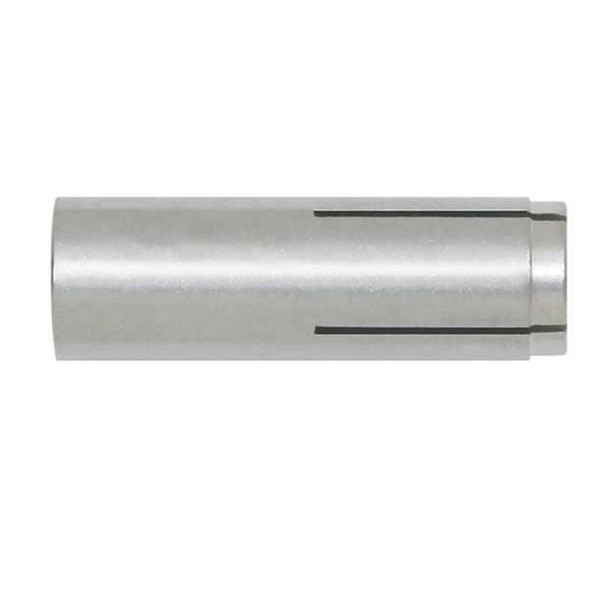Dewalt 06226-PWR Steel Dropin Single Lag Shield, 3/8" Dia, 1-9/16" L, Stainless Steel Plain, 50 PK