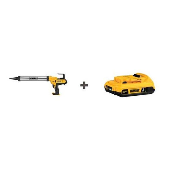 Dewalt DCE580B/DCB240 Caulk Gun Kit, Yellow, 20 oz Capacity, 20V DC