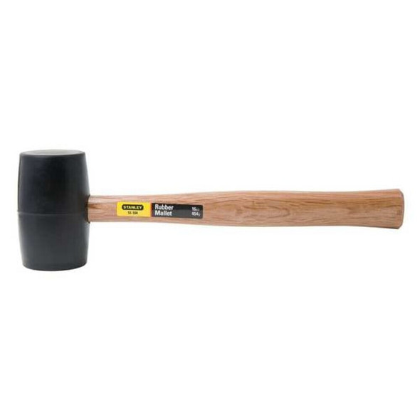 Stanley 51-104 16 oz. Rubber Mallet, 2 3/8 in Face Dia., 11 3/4 in L Wood Handle