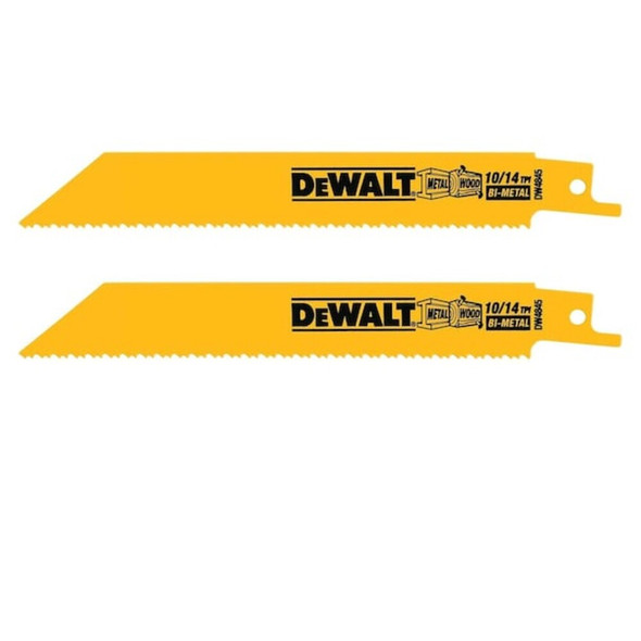 Dewalt DW4845-2 6" 10/14 TPI Straight Back Bi-Metal Reciprocating Blade (2 pack)