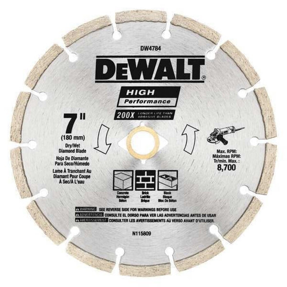 Dewalt DW4784 7" HP Segmented Diamond Blade