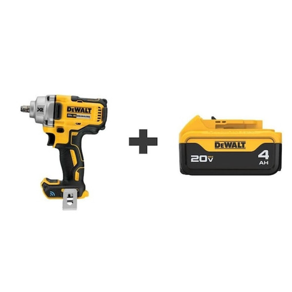 Dewalt DCF896HB/ DCB204 Cordless Impact Wrench, Drive Size 1/2 in, 20 V, Includes Battery