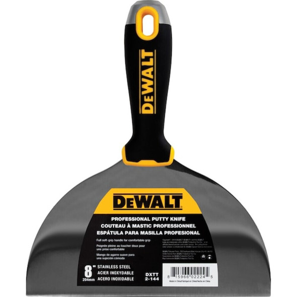 Dewalt DXTT-2-144 Putty Knife, SS, Soft Grip Handle, 8"