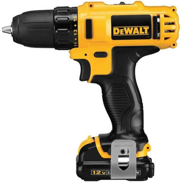 Dewalt DCD710S2 12V MAX* Drill Kit, 3/8 in, 12 V DC, Battery Included Cordless Drill