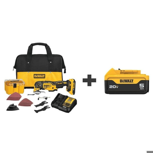 Dewalt DCS356D1 / DCB205 Oscillating Tool Kit, 20V DC, 20,000 OPM