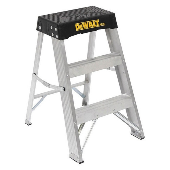 Dewalt DXL2010-02 Step Stand, 2 Steps, 300 lb Load Capacity, 26 5/8 in Overall Height, Aluminum, Silver