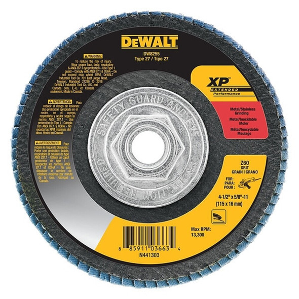 Dewalt DW8255 4-1/2" x 5/8"-11 60g XP flap disc