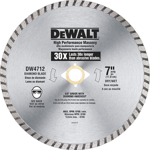 Dewalt DW4712B Masonry Blade, 7In, PK10