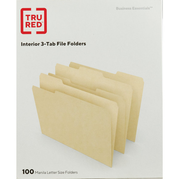Staples 1-3 Cut Letter Size Manila File Folder (100-Pack) 166657 812882