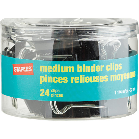 Staples 1.25 In. Medium Binder Clips (24-Pack) 831602 882954