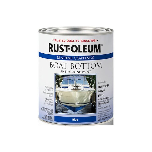 Marine Coatings Boat Bottom Antifouling Paint, Blue, Flat, 1 Qt