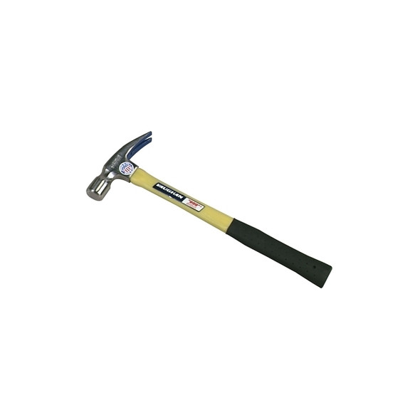 Fiberglass Hammer, Milled Face, Forged Steel, Straight Handle, 16 in, 2.19 lb