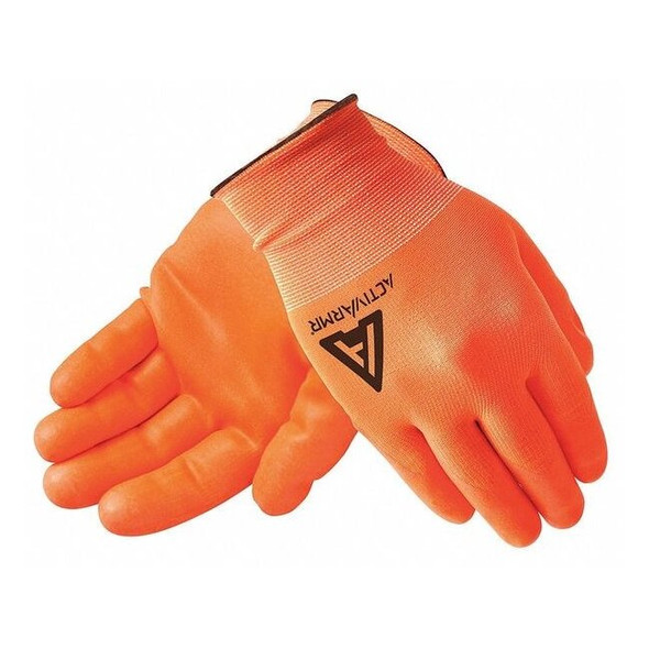 H-Vis Coated Gloves, Nitrile, Smooth, Palm, 4 Abrasion Level, Orange, S (8) 1 PR