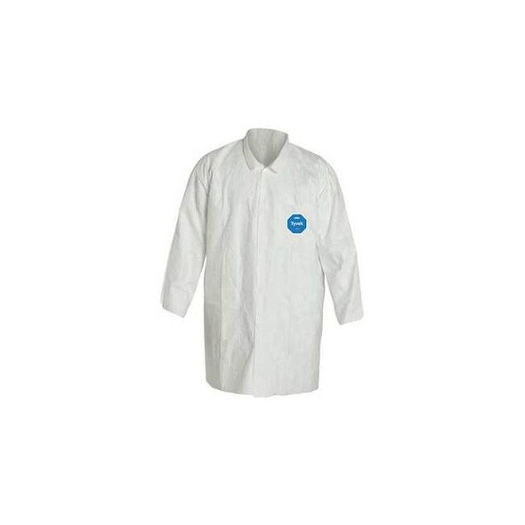 Tyvek 400 Lab Coat, Tyvek(R) 400, Snaps Closure, White, 4XL, 8 PK