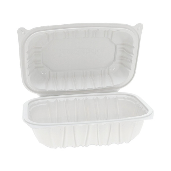 Vented Microwavable Hinge-Lid Takeout Container, 9x6x3.1, White, PK170 PK  YCNW0205