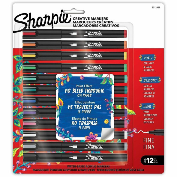 Sharpie Creative Markers - Water Based, Acrylic Based - Multipurpose - 12 / Pack