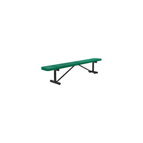 Global Industrial 8' Outdoor Steel Flat Bench Perforated Metal Green