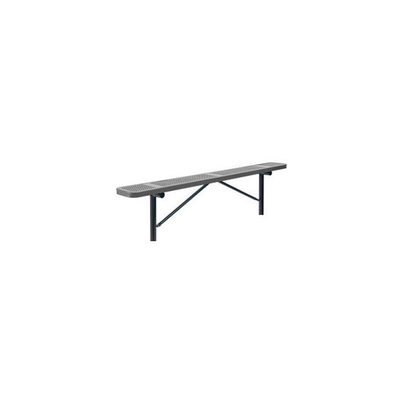 Global Industrial 8' Outdoor Steel Flat Bench Perforated Metal In Ground Mount G