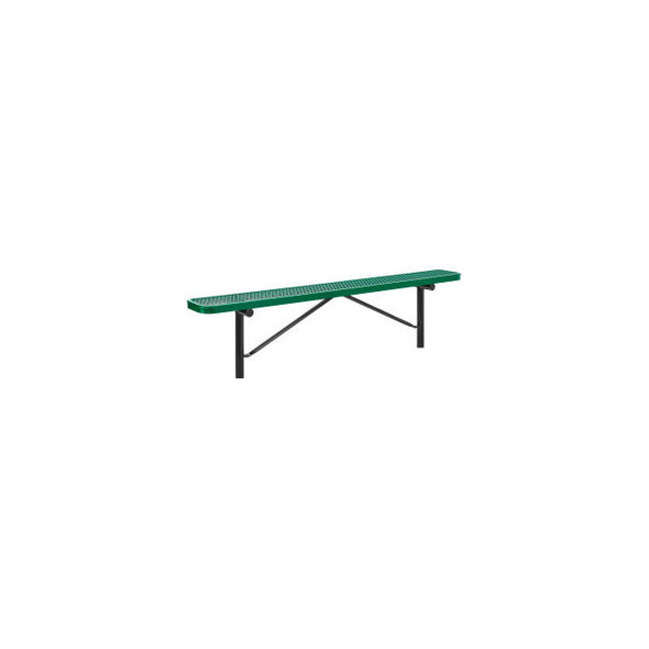 Global Industrial 8' Outdoor Steel Flat Bench Expanded Metal In Ground Mount Gre