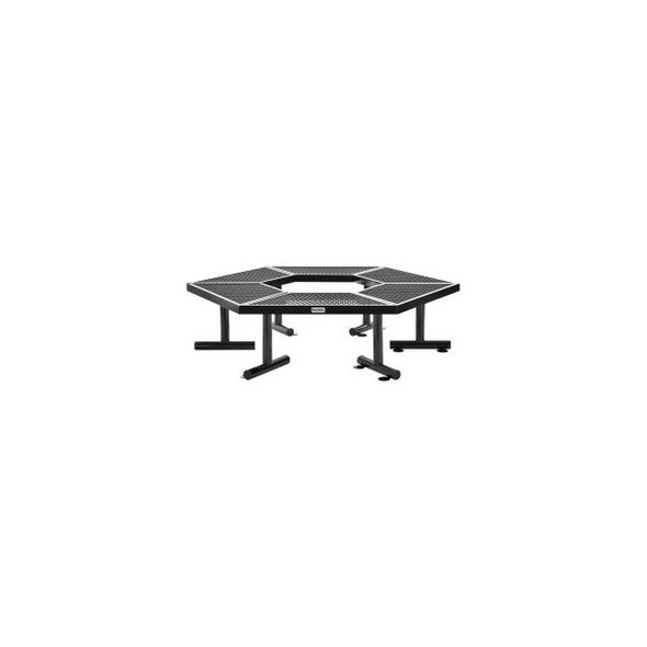 Global Industrial Hexagon Outdoor Tree Bench Expanded Metal Black