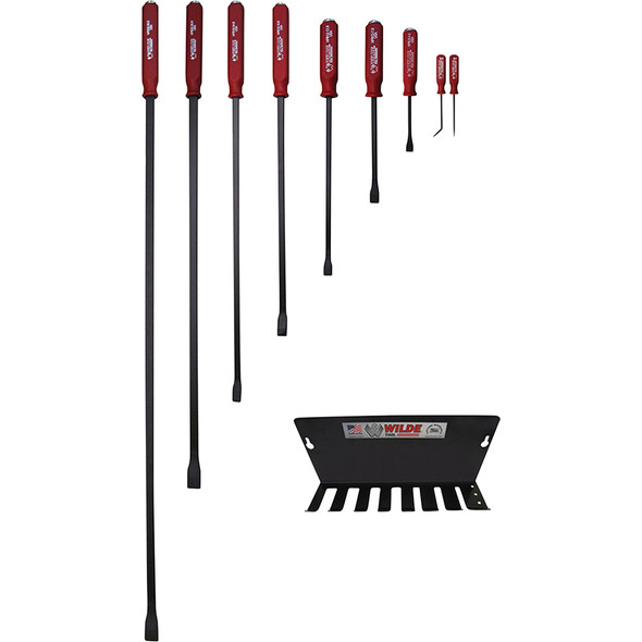9 PIECE HARD CAP PRY BAR w/ RACK SET HPB9-DB