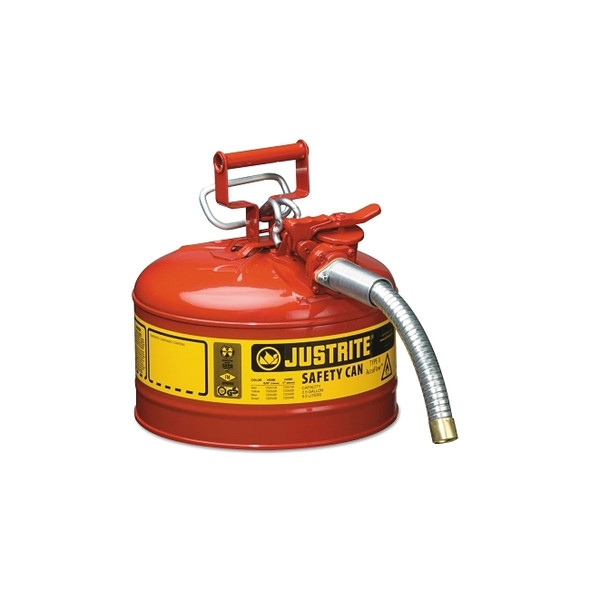 Type II AccuFlow™ Safety Can, Gas, 2.5 gal, Red, Includes 1 in OD Flexible Metal Hose