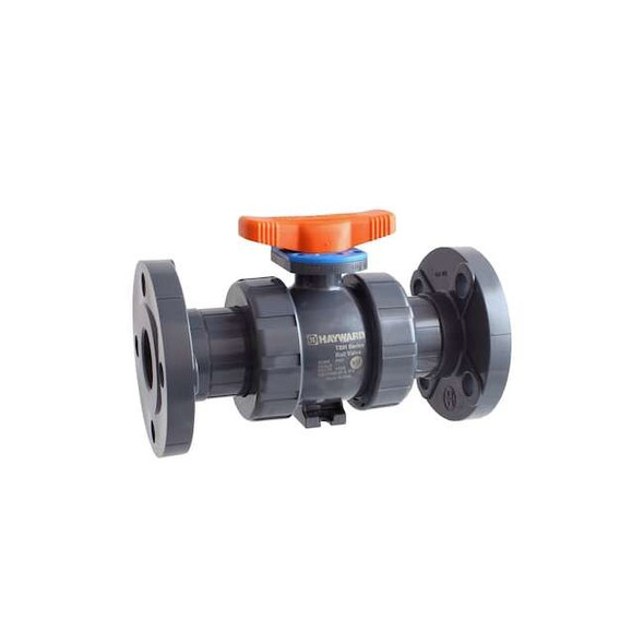 Ball Valve, True Union, 1-1/2", PVC/EPDM, Full Port, Flanged