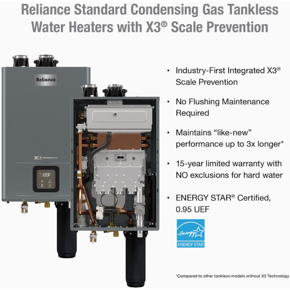 Reliance StandardX3 Condensing 199,000 BTU Natural Gas Tankless Water Heater RTM-199X3-N 429181