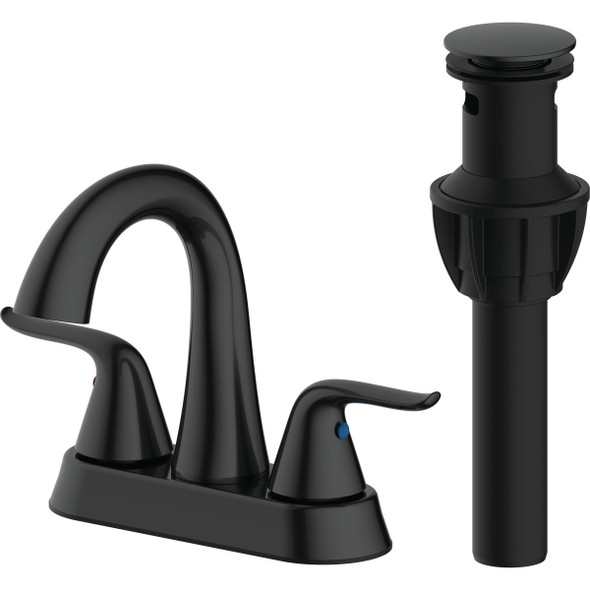 Style Built Heritage Matte Black 2-Handle Bathroom Faucet with Popup